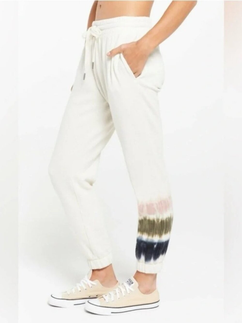 NEW Zsupply Selene Cream Tie Dye Leg Sweatpant Joggers